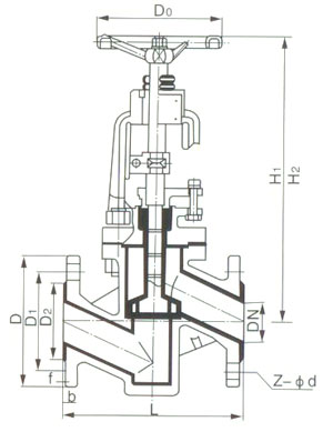 J41F46法兰衬氟截止阀(图1)