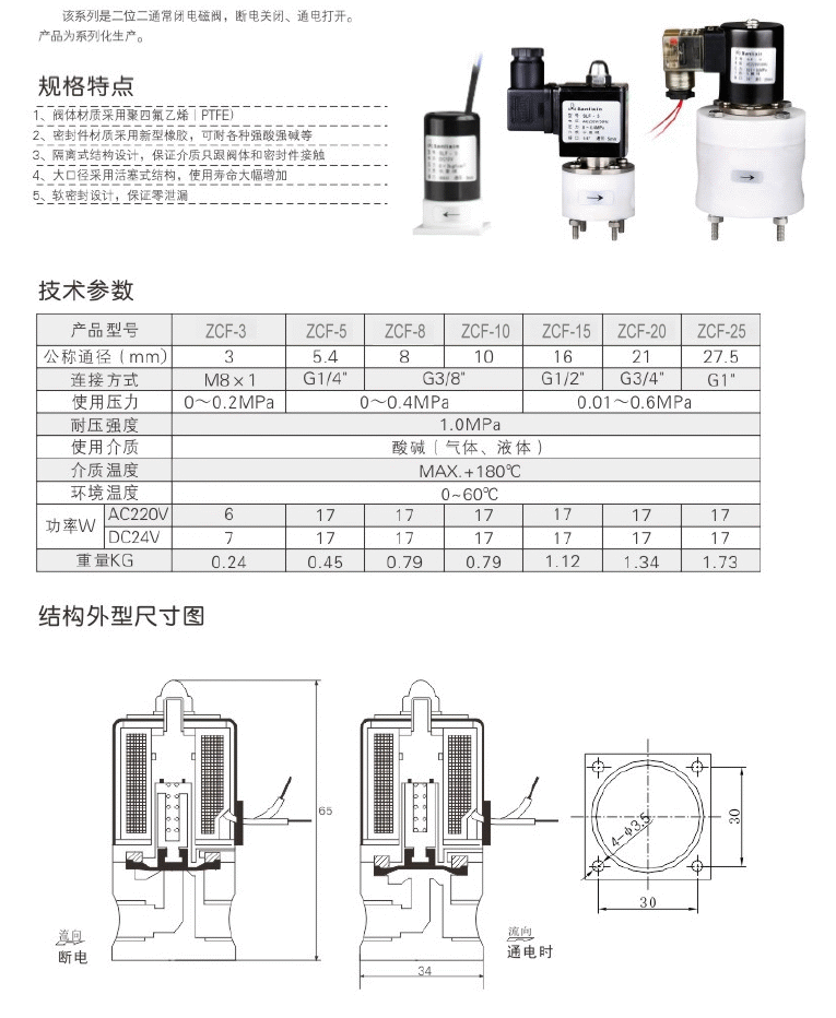 ZCF塑料防腐电磁阀(图1)