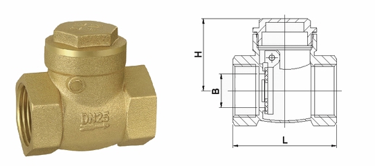 H14W,H44W黄铜旋启式止回阀(图1)