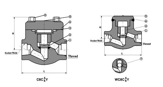 H61Y,H61H承插焊锻钢止回阀(图1)
