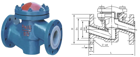 H41F46衬氟止回阀(图1)