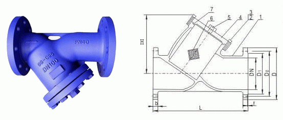 GL41H德标过滤器外形结构图 GL41H德标过滤器(图1)