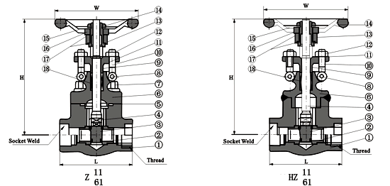 Z61Y承插焊闸阀(图1)