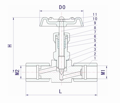 JJM1压力表针型阀外形结构图 JJM1,JJM8压力表针型阀(图1)