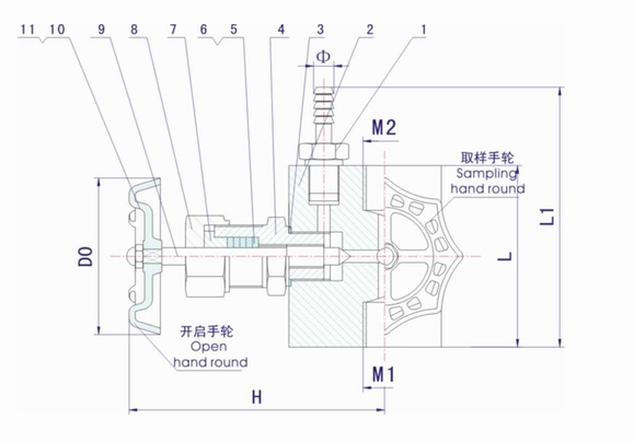 GMJ11F高密封取样阀外形结构图 GMJ11F高密封取样阀(图1)