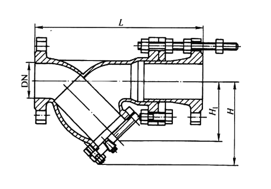 GL41H 铸铁过滤器外形结构图 GL41H铸铁过滤器(图2)