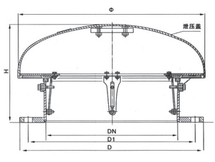 HXP1 石油储罐紧急泄压人孔外形结构图 HXP2,HXP1石油储罐紧急泄压人孔(图2)
