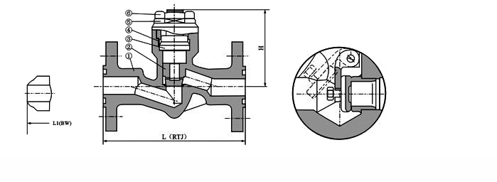 H41Y,H41H锻钢法兰端止回阀(图2)