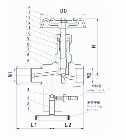 CJ123H多功能压力表针型阀外形结构图 CJ123H多功能压力表针型阀(图1)