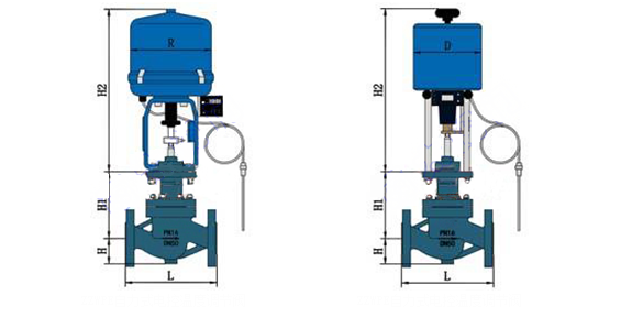 ZZWPE自力式电动温度调节阀外形结构图 ZZWPE自力式电动温度调节阀(图1)