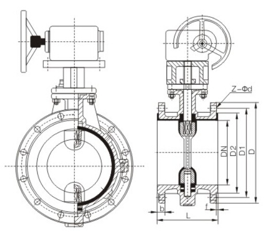 D341F46法兰衬氟塑料蝶阀(图1)