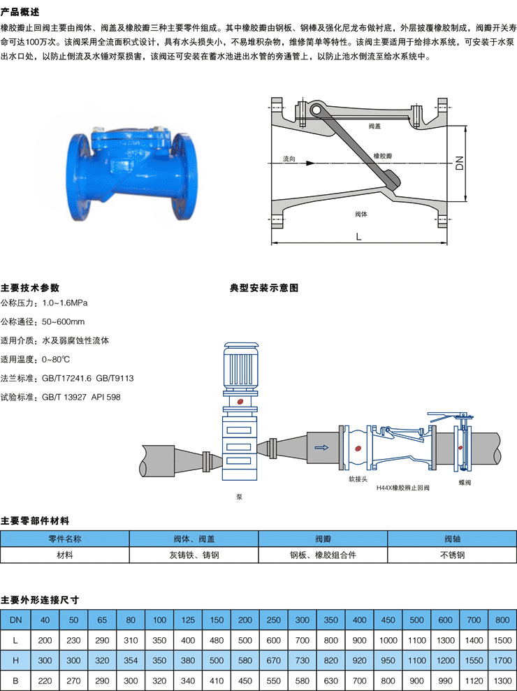 橡胶瓣止回阀(图1)